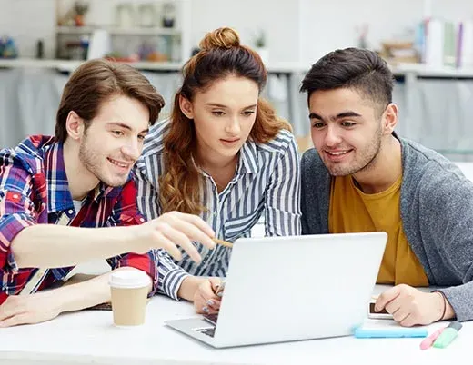 Students consulting with education advisor